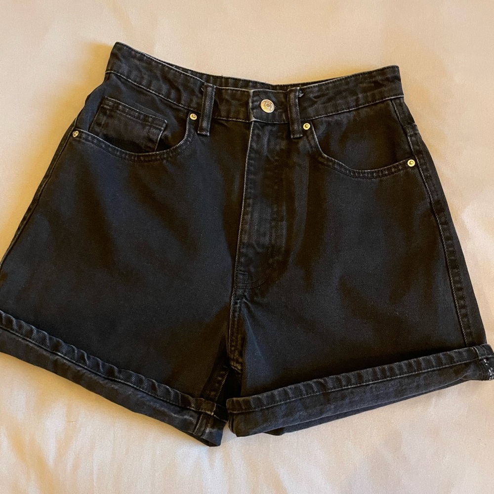 Zara Black High Waisted Jean Shorts